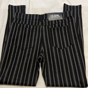 NWOT ICON. Amsterdam Black & White Pinstripe Pants Sz 34